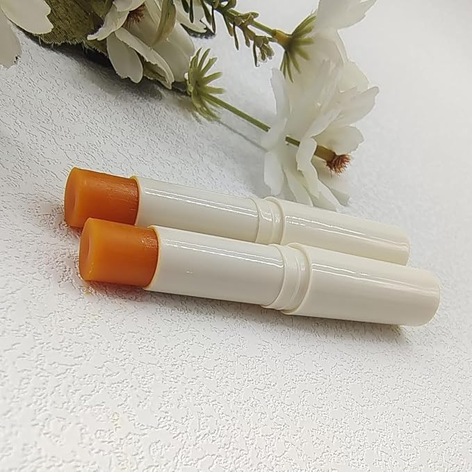 2PCS Natural Plant lip balm Pink Lips Serum Lightening Dark Lips Bleaching Essence Lip Balm Repair Fine Lines Brighten Moisture Exfoliator Lip Care (Orange)-VivaGrace Women