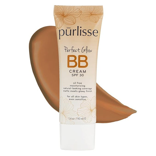 pūrlisse Perfect Glow BB Cream with SPF 30 - Matte Meets Dewy Finish - Enriched with Goji & Hawthorn Berry to Help Improve Skin Texture & Radiance - Deep (1.4 oz)-VivaGrace Women