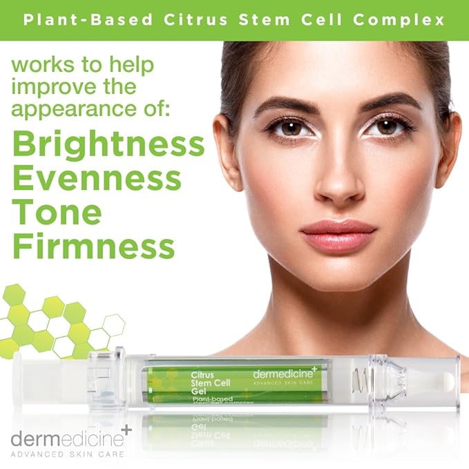 Citrus Stem Cell Gel for Face in Easy to Use targeted Syringe applicator | with Vitamin C, Retinol, Ceramides, Fruit Stem Cell Extract | May Help Hydrate, Firm and Brighten Skin | 0.4 oz / 12 g-VivaGrace Women