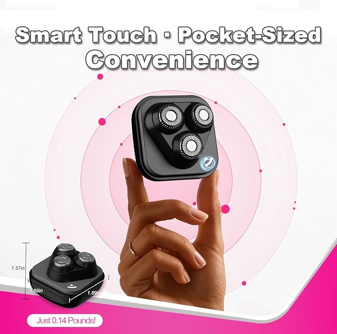 Facial Hair Removal for Women, 3D Floating Blade Rotary Razor, Wet/Dry Electric Shaver, Portable & USB Rechargeable Epilator Hair Remover for Face, Upper Lip, Chin, Arms & Legs (Black)-VivaGrace Women