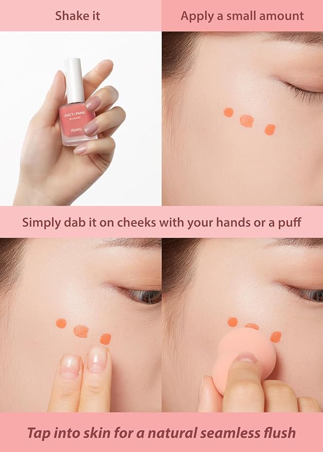 A'PIEU JUICY-PANG WATER BLUSHER (PK04 - Dewey Grapefruit Pearl) Korean Liquid Blush For Cheeks K Beauty Makeup-VivaGrace Women