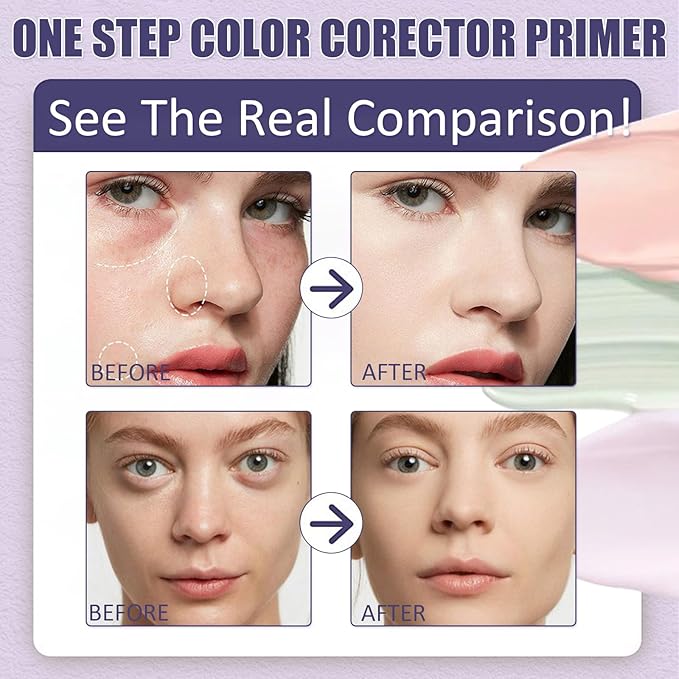 Primer for Face Before Makeup,One Step Color Corector Primer,SPF 50 PA+ 3 In 1 Sunscreen Isolation Cream,Color Correcting Facial Serum Oil Control & Moisturizing Skin Tone,Tinted Moisturizer with Spf-VivaGrace Women