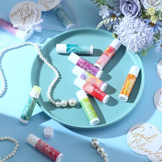 Fumete 50 Sets Christian Lip Balms Bulk Gift for Women Religious Bible Verse Lip Balm Faith Inspirational Scripture Gifts for Church Party Favor Friend Teacher Coworker-VivaGrace Women