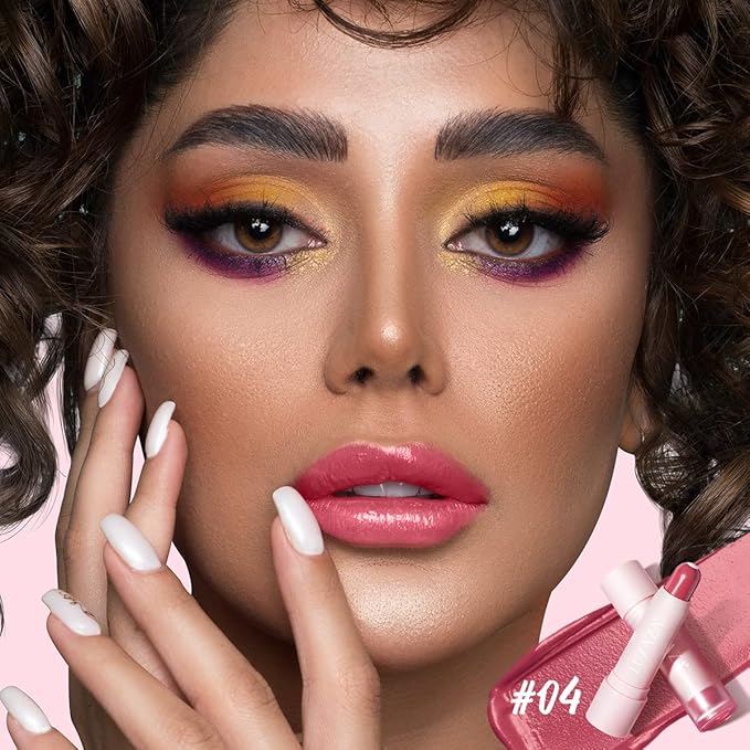 Tinted Lip Balm Chapstick with Color, Natural Semi - Gloss Finish, Hydrating/Coloring 2 in 1 Moisturizer Lip Stick for Girls & Women #04 Hot-Pink-VivaGrace Women