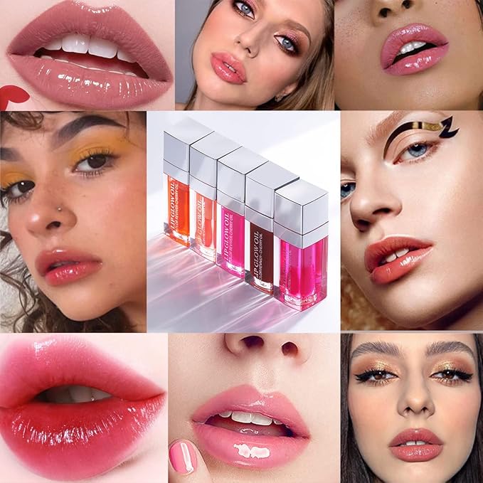 Plumping Lip Oil, Long Lasting Hydrating Lip Gloss Tinted Lip Balm Non-sticky Revitalizing, Tinting Lip Care Oil for Dry Lip (RASPBERRY)-VivaGrace Women