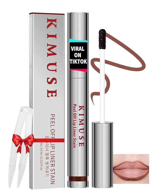 KIMUSE Lip Stain Peel Off, Peel Off Lip Liner Stain with Tweezer, Long Lasting, Waterproof, Transfer Proof Lipstains Color, Smudge-Free, Easy Removal, Matte Finish-VivaGrace Women
