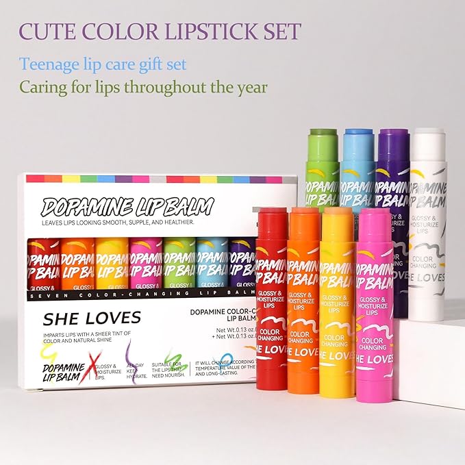 Tinted Lip Balm, Lip Moisturizer For Very Dry Lips, Lip Balm Hydrating, 8pcs Color Lip Balm Set Nourishing Cracked Lips, Lip Tint Lip Care Products Birthday Gifts Set For Teens-VivaGrace Women