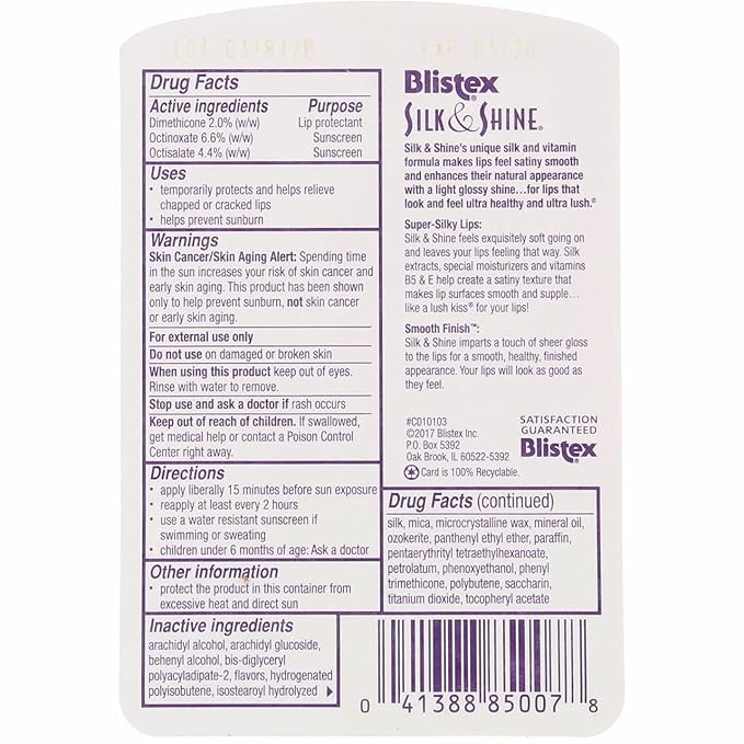 Blistex Silk & Shine Lip Moisturizer 0.13 oz Pack of 6 (NO SPF)-VivaGrace Women