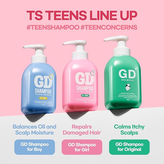 TS GD Shampoo for Girls | Korean Teen Shampoo with Upgraded Probiotics | Anti-Dandruff & Itchy Scalp Relief | Pink Peach Allergy-Free Fragrance | Sulfate-Free (13.53 fl oz, 400ml)-VivaGrace Women