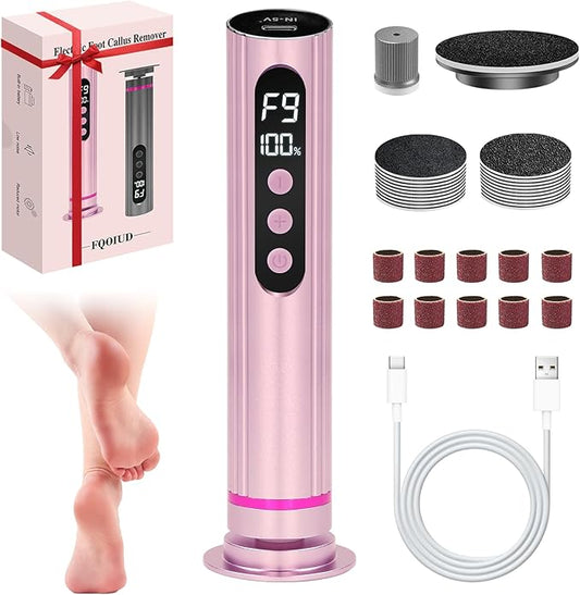 Electric Foot Callus Remover - 2 in 1 Electric Foot File,Adjustable Speed Foot File with Sandpaper Discs & Grinding Heads, 9 Speeds Callus Remover for Feet, Pedicure Tools for Valentine's Day Gift-VivaGrace Women
