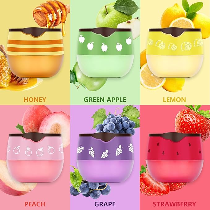 DMSKY 6 PCS Bee Lip Balm Honey Pot, Propolis Lip Mask Overnight, Moisturizing Hydrating Lip Sleeping Mask Prevention Dry and Cracked, Reduce Lip Lines-VivaGrace Women