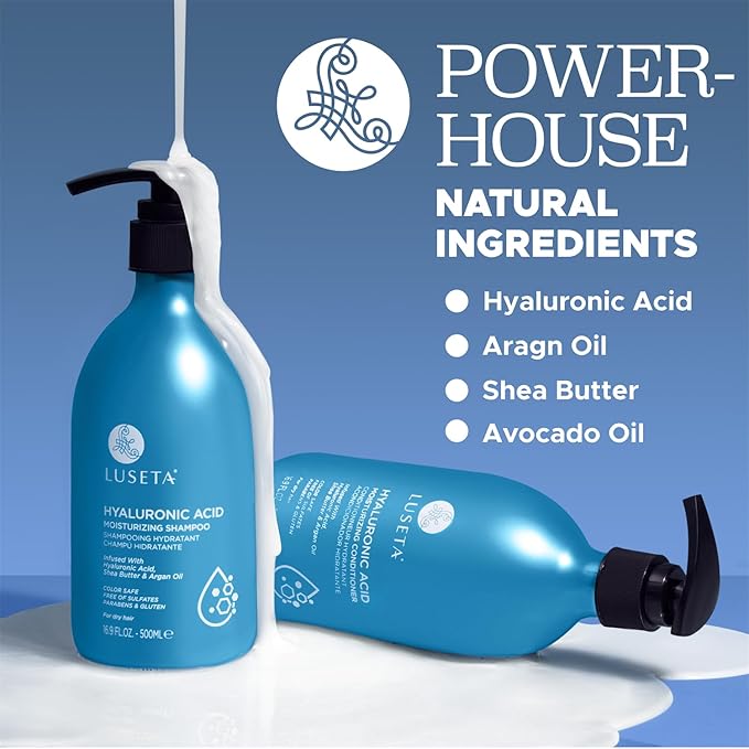 Luseta Hyaluronic Acid Moisturizing Shampoo & Conditioner Set for Dry and Damaged Hair, Sulfate Free Shampoo and Conditioner for Women Infused with Argan Oil and Shea Butter Paraben-Free2 x 16.9oz-VivaGrace Women