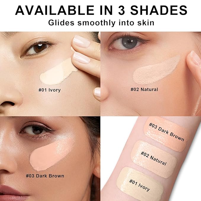 Mushroom Head Air Cushion CC Cream Foundation - Moisturizing Concealer for Even Skin Tone - Makeup Base Primer (#01 Ivory White)-VivaGrace Women