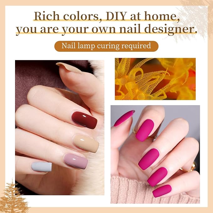 JODSONE 60 PCS Gel Nail Polish Set with 5 Bottles of Base and Glossy Matte Top Coat Soak off Gel Nail Set Suitable for All Seasons Gifts-VivaGrace Women