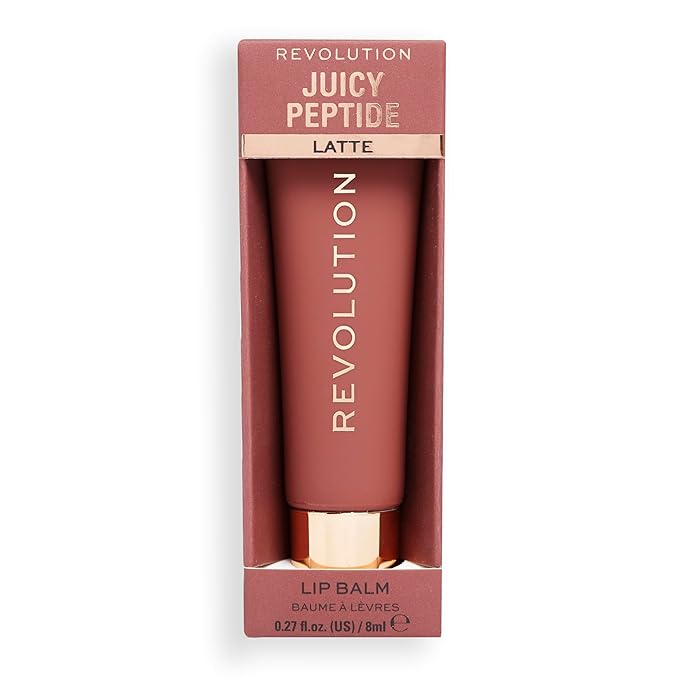 Revolution Beauty, Juicy Peptide Lip Balm, Hydrating & Plumping Lip Balm with Sheer Color, Infused with Vitamin E & Peptides, Nude Latte, 0.27 Fl. Oz-VivaGrace Women
