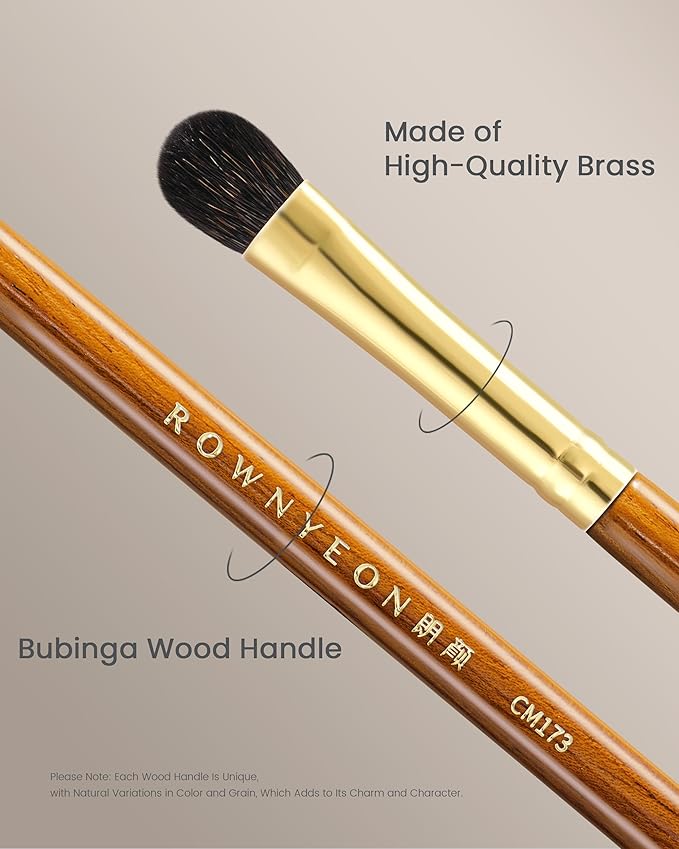 Desert Oak Series Low-Profile Oval Eyeshadow Brush - Gentle Curve for Controlled Blending, Squirrel & Goat Hybrid Bristles (CM 173)-VivaGrace Women