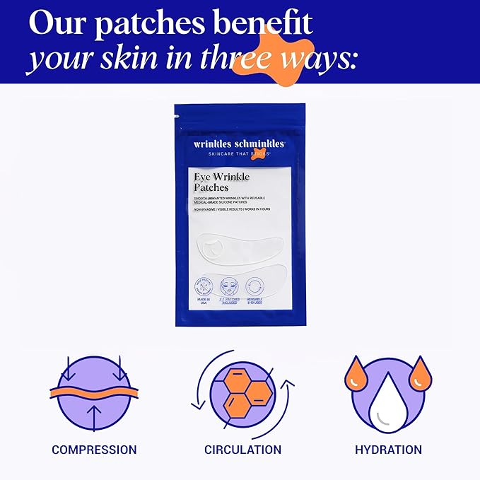Wrinkles Schminkles Under Eye Wrinkle Patches, Smooth Eye Wrinkles, Crows Feet & Dark Circles Overnight, 1 Pair Reusable Medical Grade Silicone Patches-VivaGrace Women