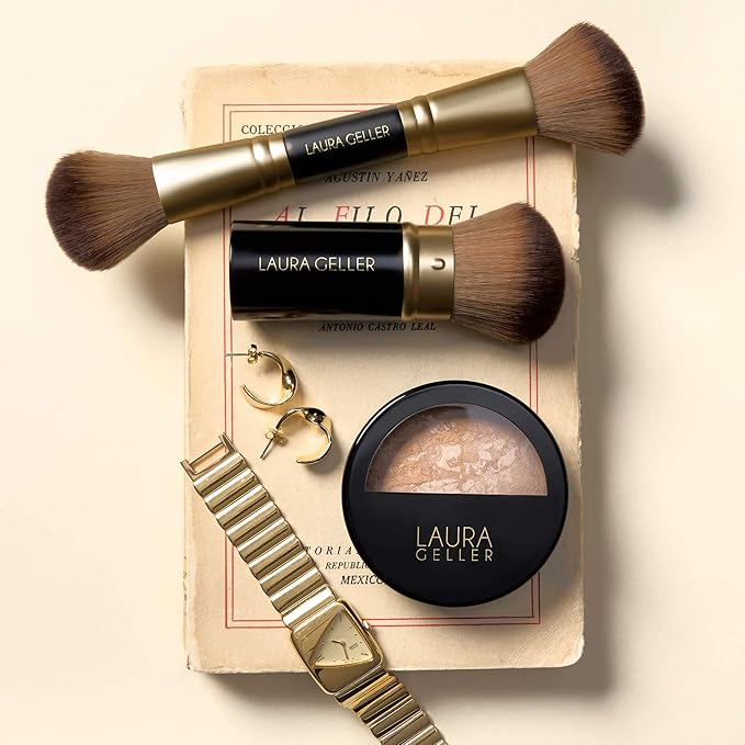 LAURA GELLER NEW YORK Face It All 2pc Makeup Brush Set - Retractable Airbrush Kabuki Brush + Dual-Ended Blush and Bronzer Brush-VivaGrace Women