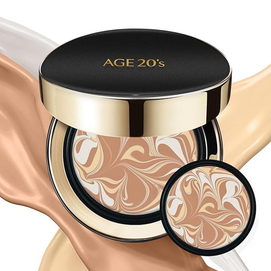 AGE20'S Signature Essence Pact SPF 50+ | Pack of 2 | 23 Medium Beige | Cream Foundation, Dewy Finish, Natural Coverage | Korean Cushion Foundation-VivaGrace Women