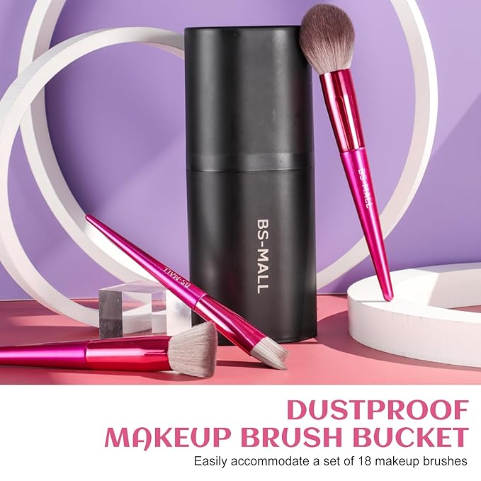 BS-MALL Makeup Brush Set 18 Pcs Premium Synthetic Foundation Powder Concealers Eye shadows Blush Makeup Brushes with black case-VivaGrace Women
