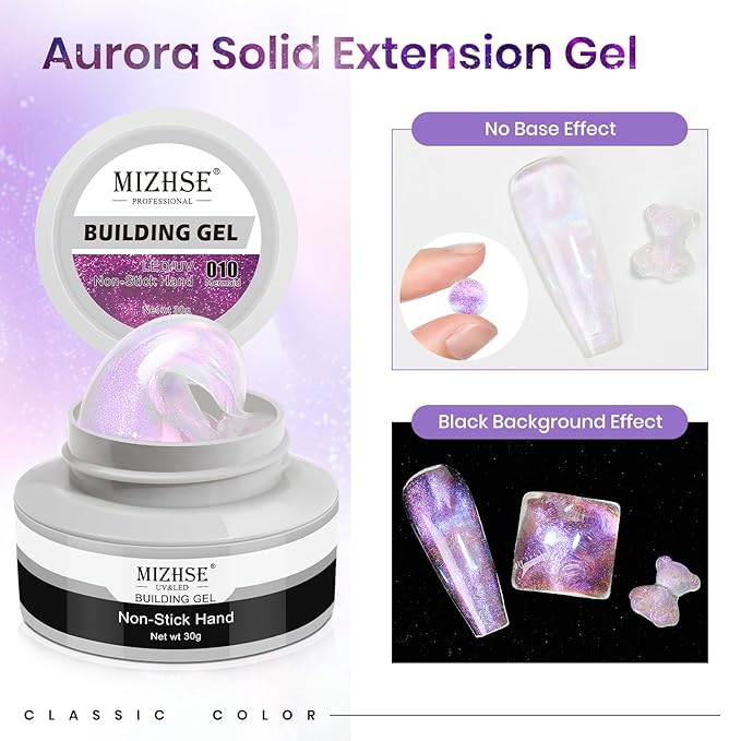 MIZHSE Solid Builder Gel for Nails - 30g/1oz Purple Mermaid Hard Gels for Nails 3D Gel with Dual Forms 3D Sculpting Pen Soak off U V Nail Builder Gels for Extension 3D Nail Art Women-VivaGrace Women