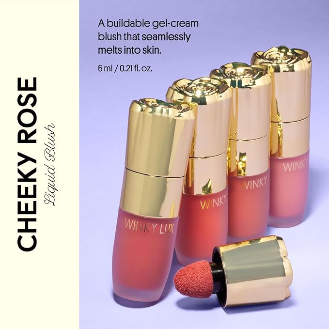 Winky Lux Cheeky Rose Liquid Blush, Gel Cream Blush Wand, Blendable & Buildable Pigment, Long Lasting Weightless Velvet Finish, Deep Coral Blush, Darling-VivaGrace Women