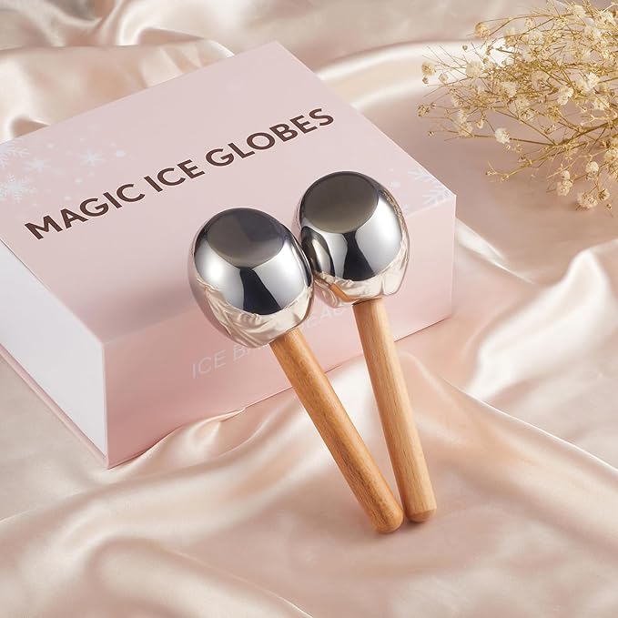 Ice Globes-Facial Skin Care Tools for Women,Ice Globes for Face-Unbreakable Steel Cooling Roller,Cryo Sticks for Face -Tighten Skin and Reduce Puffiness-VivaGrace Women