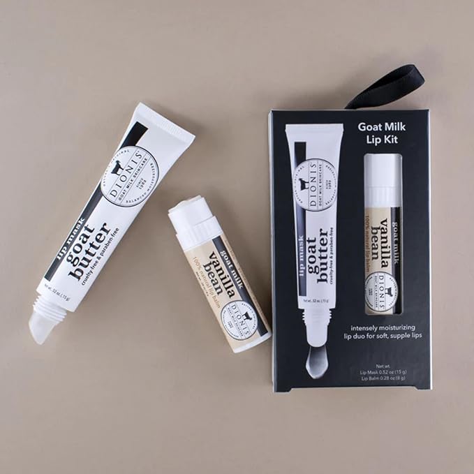Dionis Goat Butter Overnight Lip Mask & Lip Balm Kit - Goat Milk, Jojoba & Moringa Oils Moisturize & Repair Chapped Lips Overnight while Lip Balm Keeps Moisture Locked In All Day, Vanilla Bean-VivaGrace Women