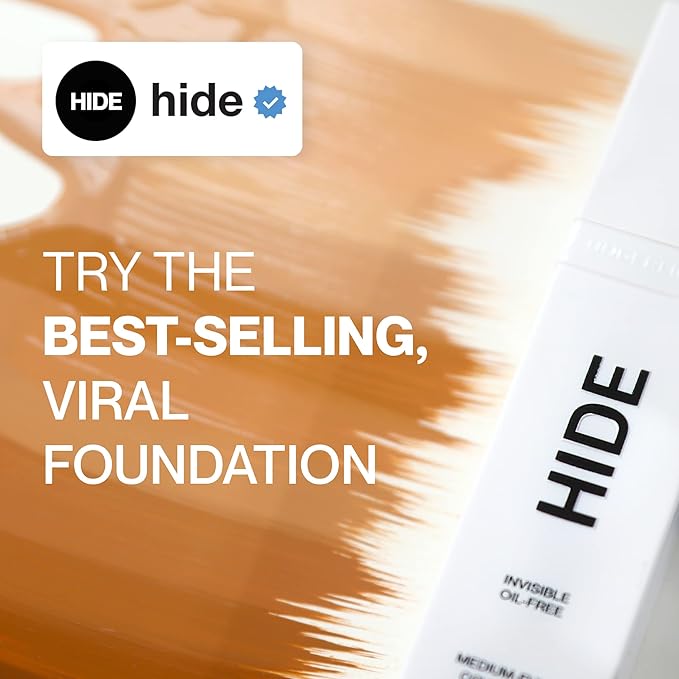 HIDE PREMIUM Liquid Foundation, Multi-Use Waterproof Foundation, Medium/Full Coverage Foundation, Shades for All Skin Types (See Shade Finder), Light Beige, 1 fl oz-VivaGrace Women