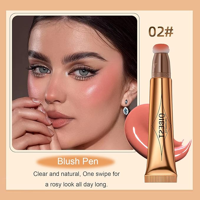 3 Pcs Beauty Wand For Liquid Contour Highlighter and Blush Rouge with Cushion Applicator Attached Easy to Blend, Lightweight Blendable Super Silky Cream Face Illuminator Makeup Stick-VivaGrace Women