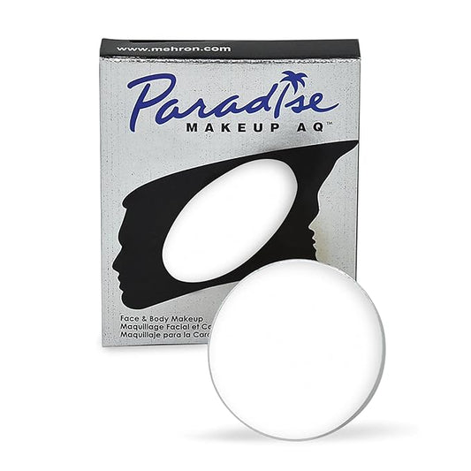 Mehron Makeup Paradise Makeup AQ Refill Size | Stage & Screen, Face & Body Painting, Beauty, Cosplay, and Halloween | Water Activated Face Paint, Body Paint, Cosplay Makeup .25 oz (7 ml) (White)-VivaGrace Women