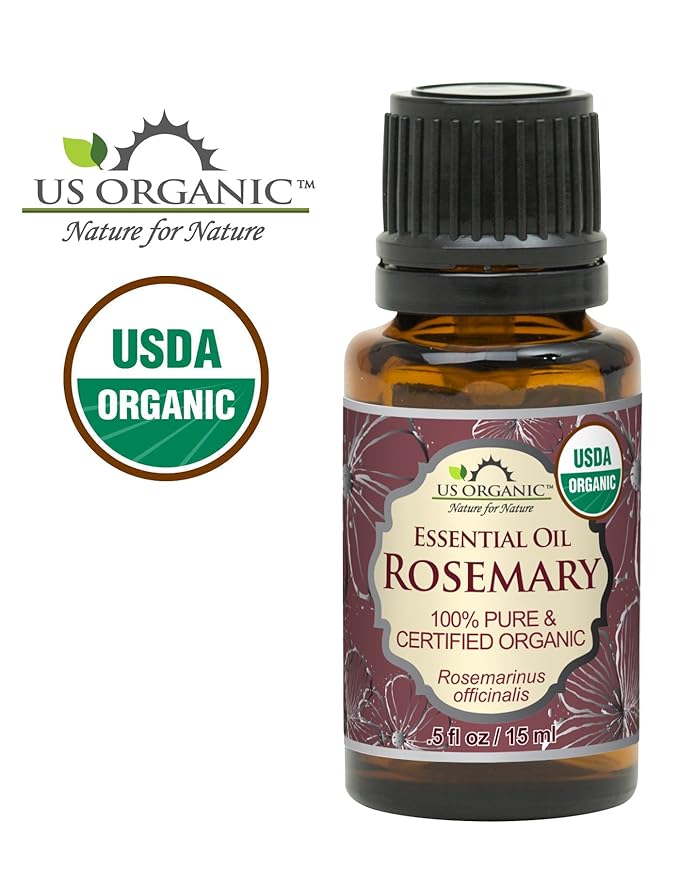 US Organic 100% Pure Rosemary Essential Oil, USDA Certified Organic 100% Pure, Steam Distilled, for Hair Growth, Scalp, Face, Skin, and Aromatherapy (Size Variations Available) (15 ml)-VivaGrace Women