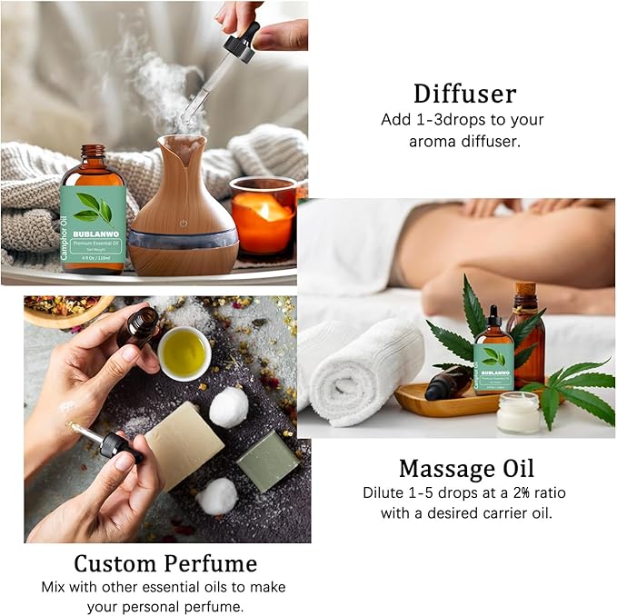 Organic Camphor Essential Oil for Damaged Hair Water Toner Spray for Face Skin Care Soaps Skin Hydration Bath Facial Mist Toner 118 ml-VivaGrace Women