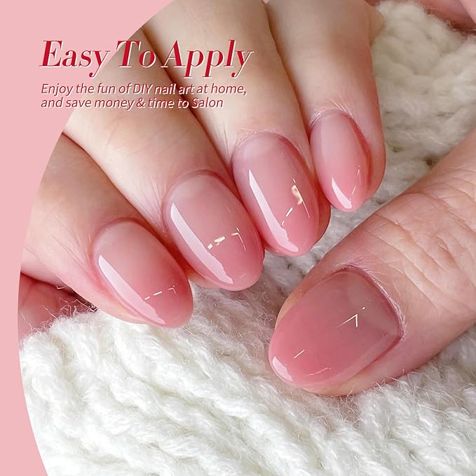 Born Pretty Gel Nail Polish Pink Nude Series,Jelly Transparent,Cat Magnetic Eye,Shimmer Glitter Holographic Pink Nude Gel Polish Kit for Salon Manicure and Nail Art DIY at Home 6Colors-VivaGrace Women