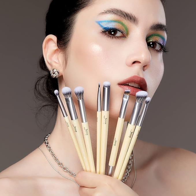 Jessup Eyeshadow Brush Set 8pcs Eye Makeup Brushes Premium Cruelty-Free Eyeshadow Blending Concealer Eyebrow Eyeliner Spoolie Brush Kit T328-VivaGrace Women