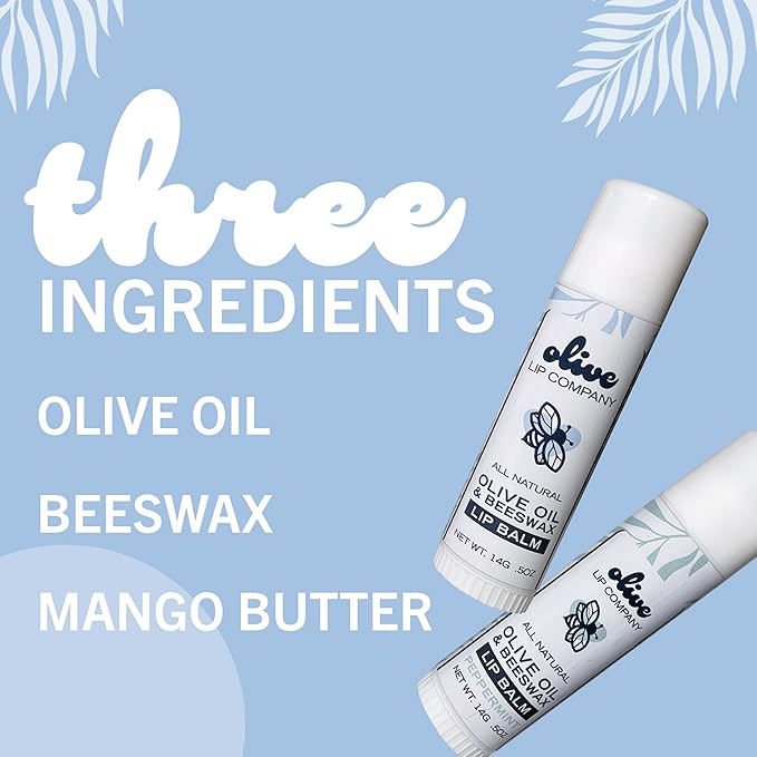 Hydrating Olive Oil and Peppermint Lip Balm with Mango Butter and Beeswax, 0.5 oz. Jumbo Tube, Clear Long Lasting Moisturizer for Dry, Cracked, Chapped Lips-VivaGrace Women