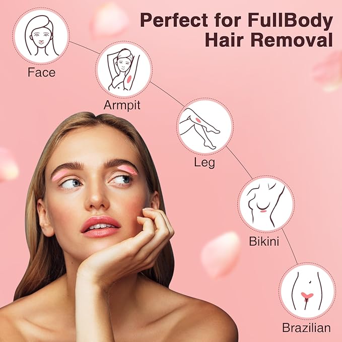 Hard Wax Beads for Hair Removal, Yovanpur Waxing Beane for Brazilian Waxing, Wax Beans for Sensitive Skin, Face Eyebrow Legs At Home Pearl Beads, 300g /bag with 10pcs Sticks(Pearl)-VivaGrace Women