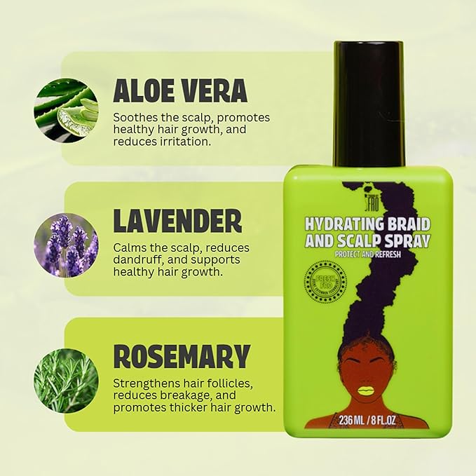 Pardon My Fro Braid & Scalp Hydrating Spray – Moisturizing Scalp Health Treatment for Dry, Itchy Scalp, Hair Hydration, Non-Oily Leave-In Spray for Women, Hyaluronic Acid Infused Hair Care Solution.-VivaGrace Women