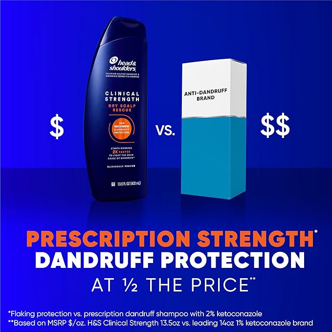 Head & Shoulders Clinical Strength Dandruff Shampoo and Conditioner Set, Dry Scalp Relief, Up to 100% Flake Protection, Selenium Sulfide Formula, 13.5 & 9.1 Fl Oz, 2 Pack-VivaGrace Women