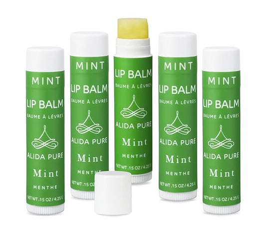 Mint Lip Balm Collection, Vegan Lip Balm Set, Beeswax Free, with Avocado Oil, Organic Jojoba Oil, and Vitamin E, Natural Moisturizer for Dry, Chapped Lips, 5 Tube Set-VivaGrace Women