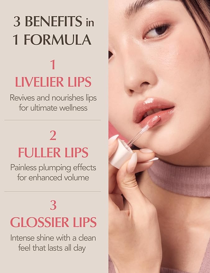 Natural Bloom Korean Lip Oil Serum 0.14 fl oz | Moisturizing Lip Booster Plumping Oil Tint Serum Enriched w/Camellia & Safflower Oils | Non-Irritating Color Changing Lip Oil (Pink Muhly)-VivaGrace Women