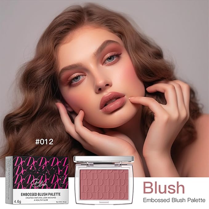 MAEPEOR Embossed Blush 6 Colors Smooth Blendable Face Blush Long-Lasting Natural Look Blush Powder Blush for Cheeks (12 Rosewood)-VivaGrace Women