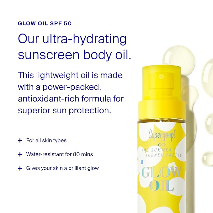 Supergoop! x The Summer I Turned Pretty Summer Glow-Up SPF Set - Includes Glowscreen SPF 40, Glow Oil SPF 50 & Butterfly Hair Clip-VivaGrace Women