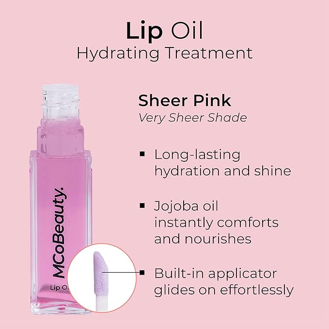 MCoBeauty Lip Oil Hydrating Treatment, Pink Lady, Moisturizing Shine for Naturally Beautiful Lips, Vegan, Cruelty Free Cosmetics-VivaGrace Women