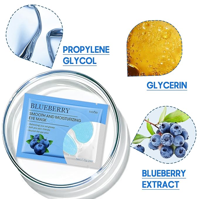 Under Eye Patches- 28 Pairs Blueberry Collagen Eye Mask Eye Patches for Reducing Puffy Eyes and Dark Circles, Anti Aging Gel Eye Pads Under Eye Mask, Blue-VivaGrace Women