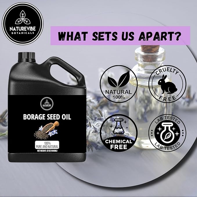 Naturevibe Botanicals Borage Oil 32 Ounces | 100% Pure and Natural | Great for Skin Care and Hair Care-VivaGrace Women