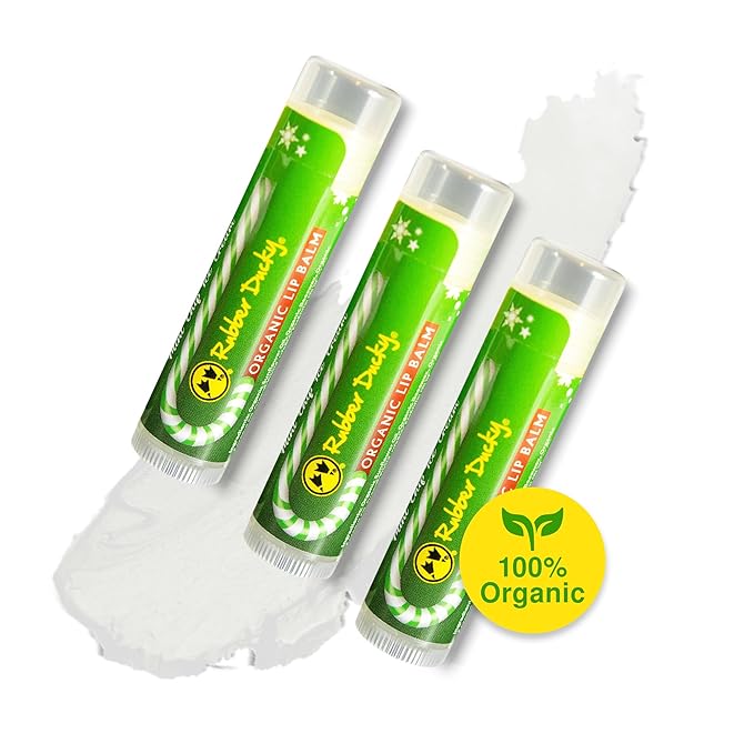 Rubber Ducky Carefree Natural Organic Lip Balm - Instant Hydration & Lip Moisturizer for Very Dry Lips - Vanilla Mint Lip Balm Flavor with Vitamin E - Vegan, Certified Organic Lip Care - 3 Pack-VivaGrace Women