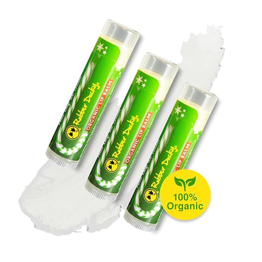 Rubber Ducky Carefree Natural Organic Lip Balm - Instant Hydration & Lip Moisturizer for Very Dry Lips - Vanilla Mint Lip Balm Flavor with Vitamin E - Vegan, Certified Organic Lip Care - 3 Pack-VivaGrace Women