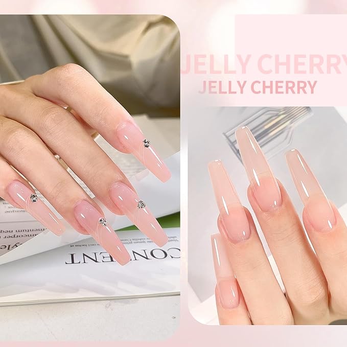 Beautpal Milky Jelly Gel Nail Polish Set of 6 Colors 8ml Nude Pink Transparent Gel Polish Sheer Nude Gel Polish Kit for Salon Gel Manicure and Nail Art DIY at Home