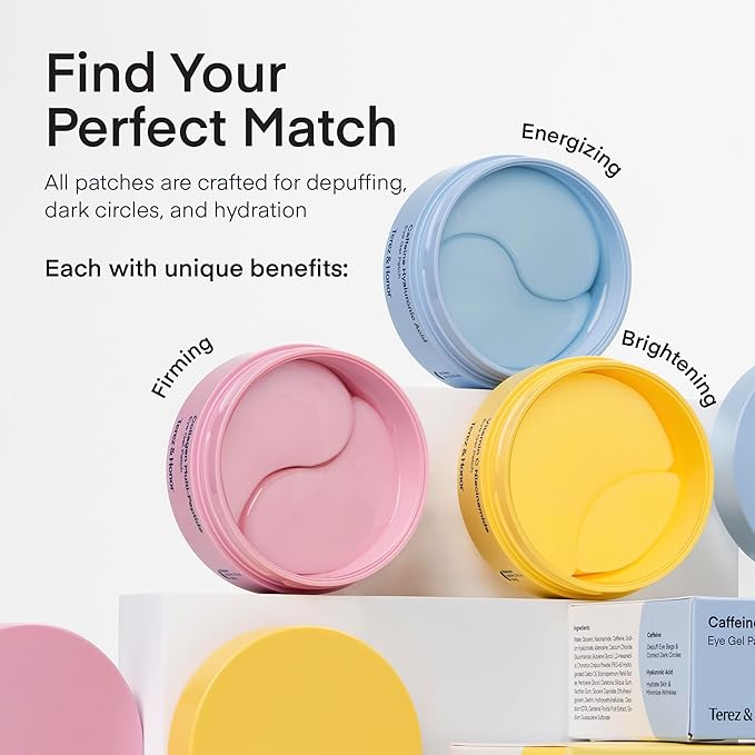 TEREZ & HONOR Peptide Collagen Under Eye Patches - 60 Korean Firming, Glowing & Hydrating Hydrogel Mask for Puffy Eyes, Dark Circles, Wrinkles, Fine Lines, Undereye Bags - Anti-Aging Eye Gel Pads-VivaGrace Women